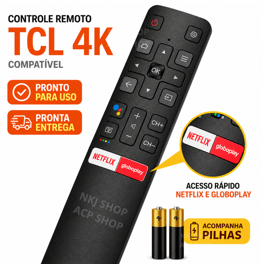 Controle Remoto Smart Tv Android Netflix Tcl 4k Led Qled Sem Microfone Le-7410 SKY9071