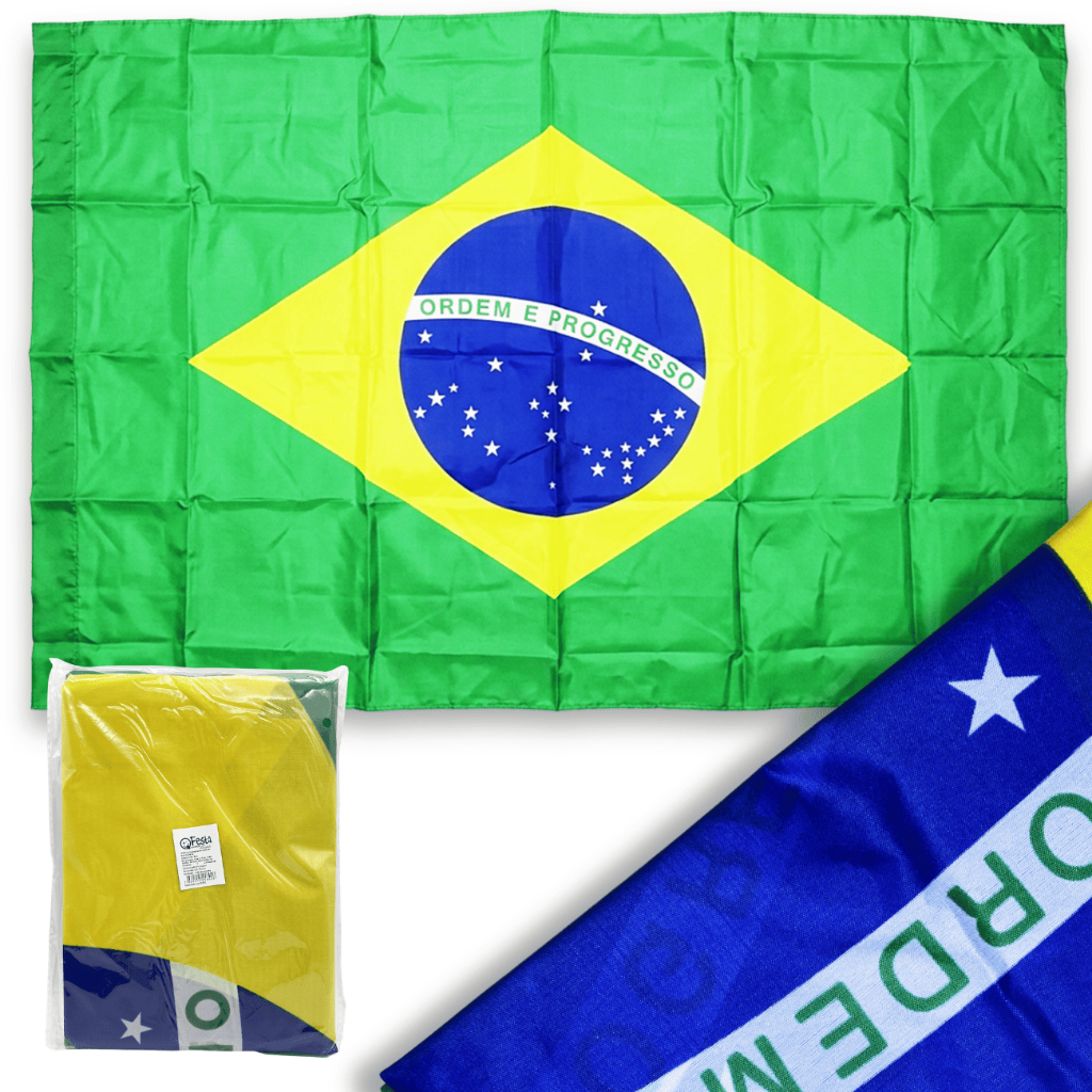 Bandeira Do Brasil Grande 90x145cm Em Tecido Poliéster Seleção Copa Do Mundo Festa