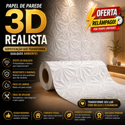 Papel de Parede 3D Realista Autocolante Lavável – Envio Imediato