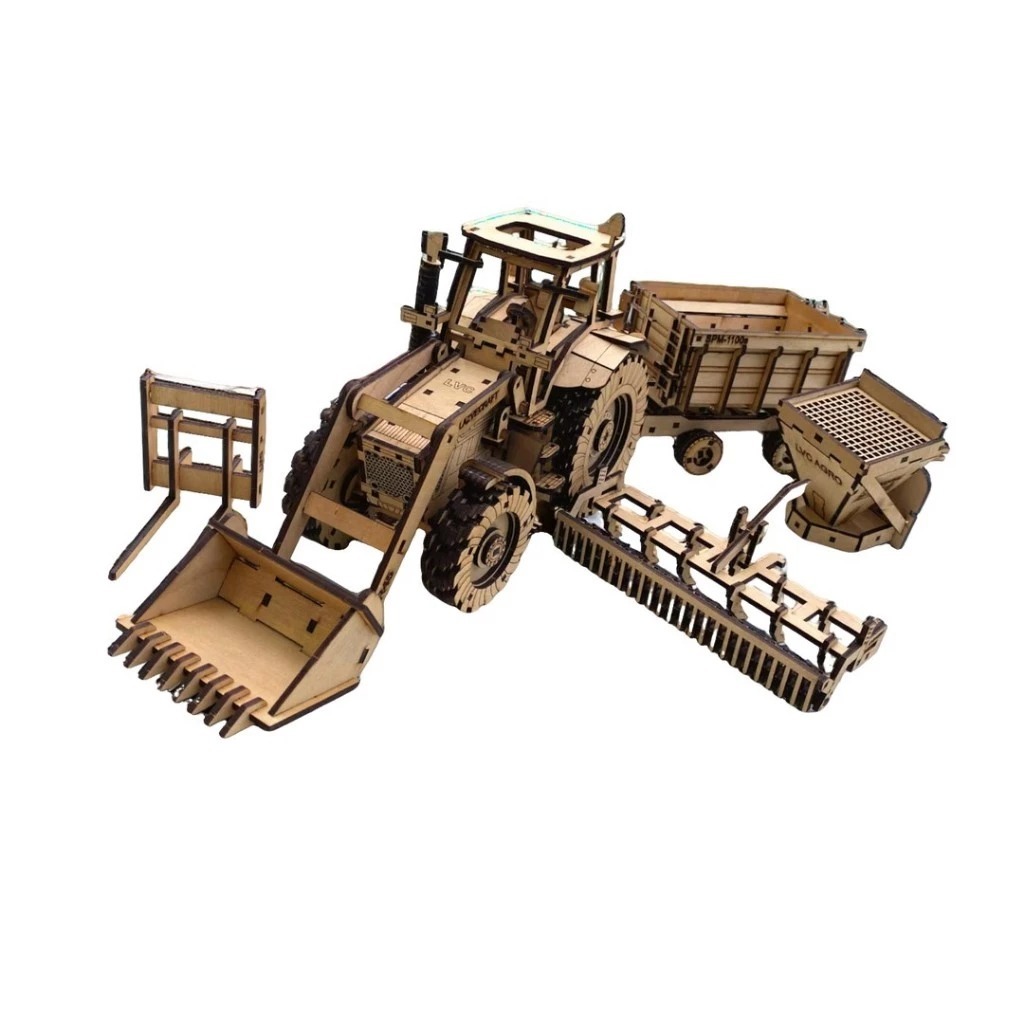 Miniatura Trator Agrícola Quebra-Cabeça em MDF