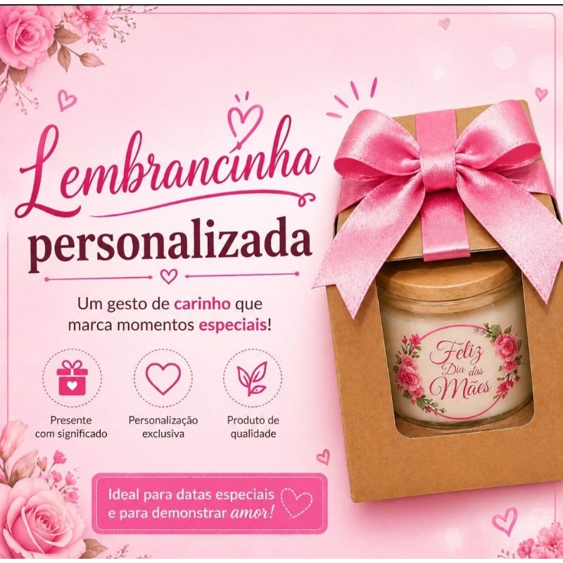 vela aromática personalizada lembrancinha presente criativo dia das mães casamento aniversario