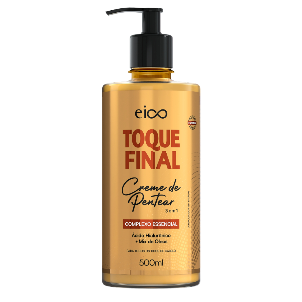 Eico Creme de Pentear Leave-in Toque Final Proteção Térmica Hidratação Nutrição Filtro Solar 500ml