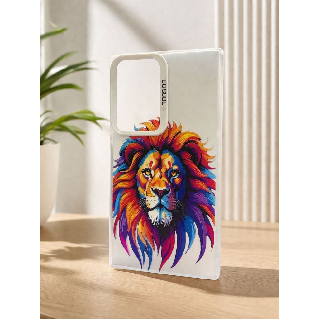 Capinha Capa Para S23 Ultra S24 Ultra S25 Ultra Leão Colorido TPU Protetor Case Borda Câmera Pelic