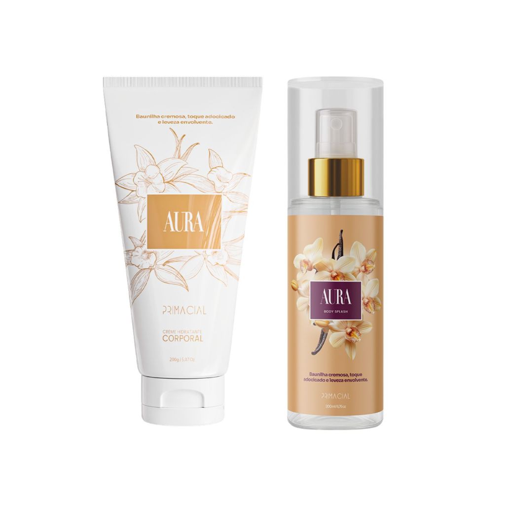 KIT FEMININO CREME HIDRATANTE AURA + BODY SPLASH AURA 200ML BY PRIMACIAL