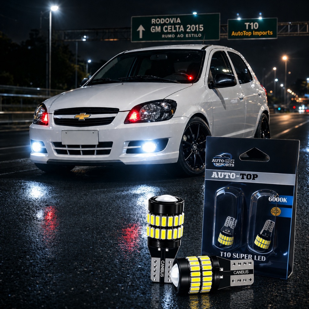 Par Lampada T10 Led Projetor P/ Chevrolet Celta Ano 2000 2001 2002 2003 2004 até 2016