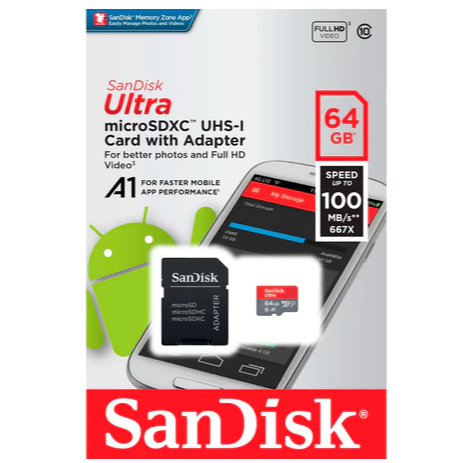 Cartão de Memória MicroSD - Sandisk Ultra 64GB Classe 10