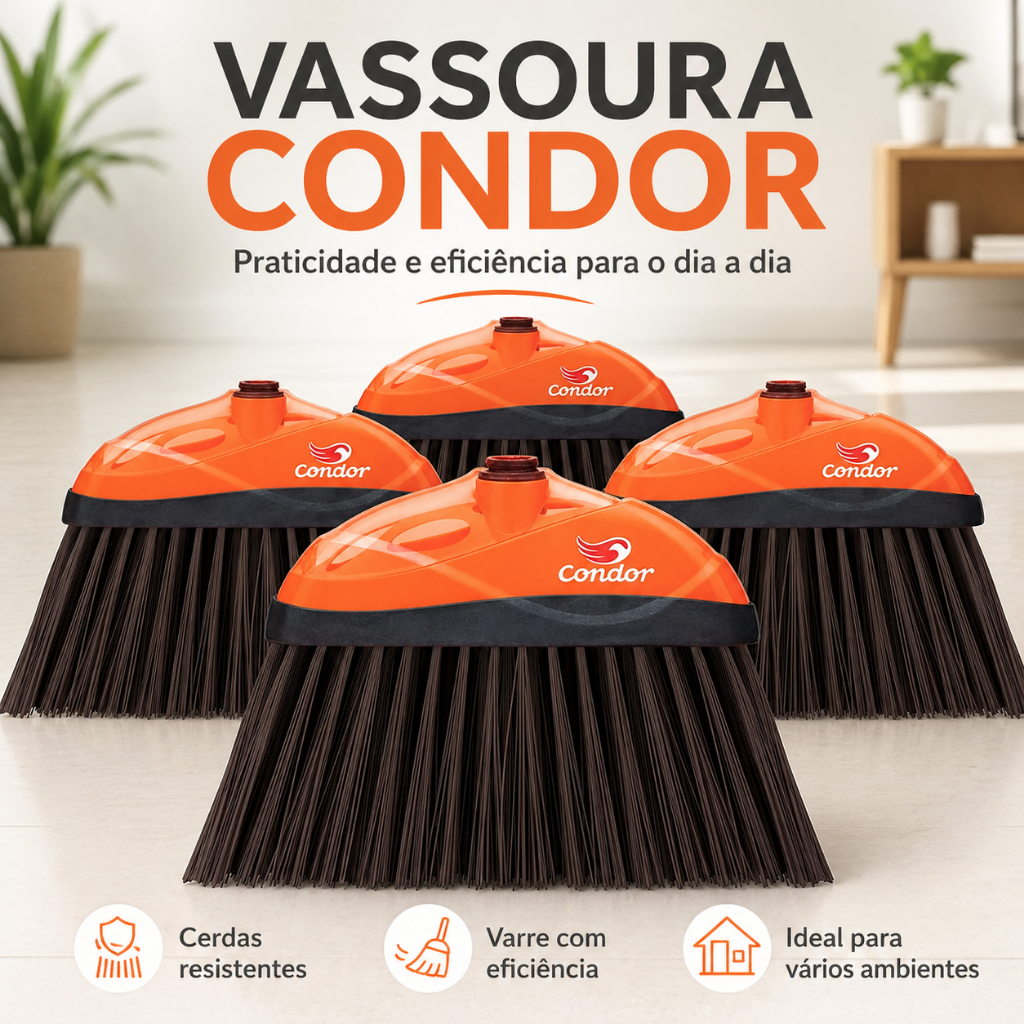 Vassouras Condor SEM CABO Original Limpeza Multiuso Uso Interno e Externo