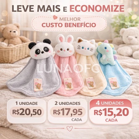 Naninha Bebê Paninho de Apego Pelúcia Macia Antialérgico Conforto para Sono Infantil