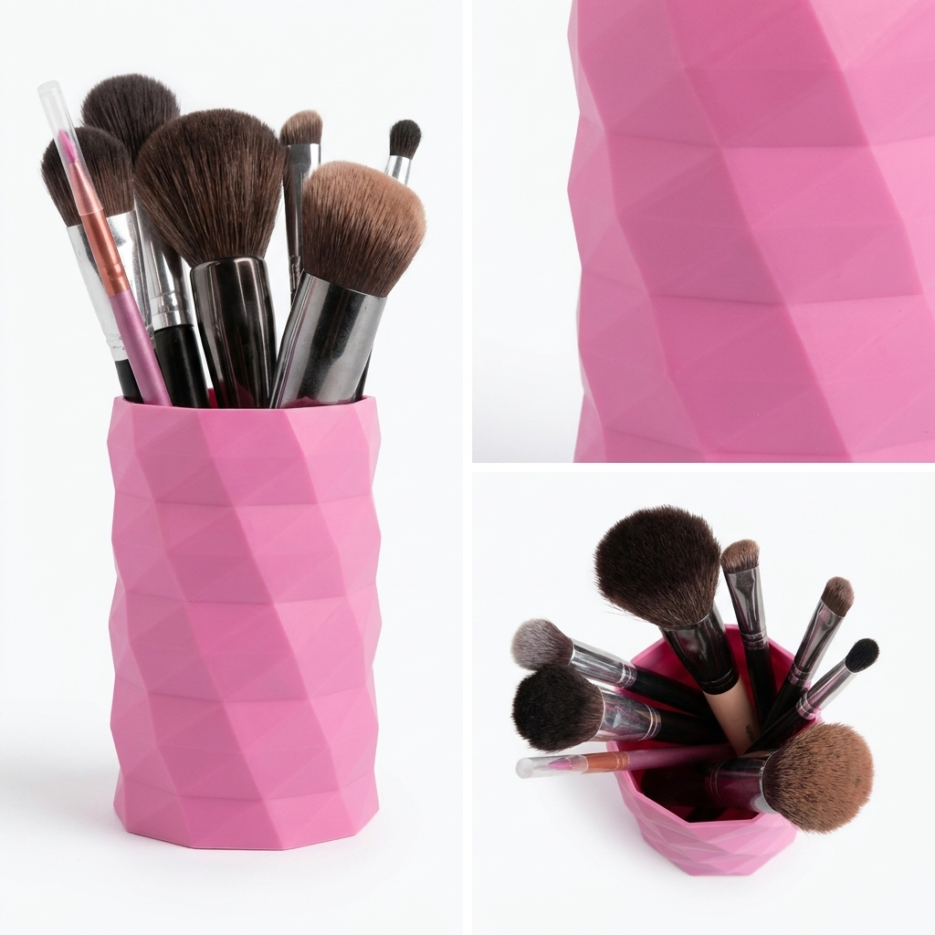 Porta Pincéis Lápis Organizador Maquiagem Mesa Home Office Multiuso Design Low Poly Pincéis Makeup