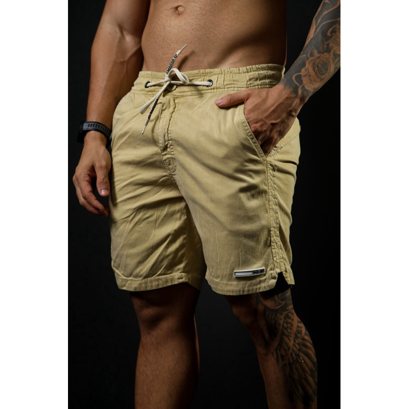 Bermuda Sarja Colorida Short Masculina Com Elastico Na Cintura