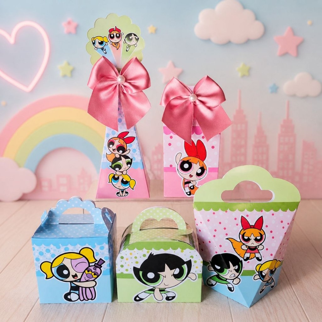 Kit Personalizados AS MENINAS SUPER PODEROSAS  Pegue e Monte Caixinhas Lembrancinhas Festa Infantil Aniversário