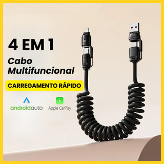 Cabo Usb 4 Em 1 - 65w Para Todos Os iPhone E Android Tipo C Carregador Rápido Turbo