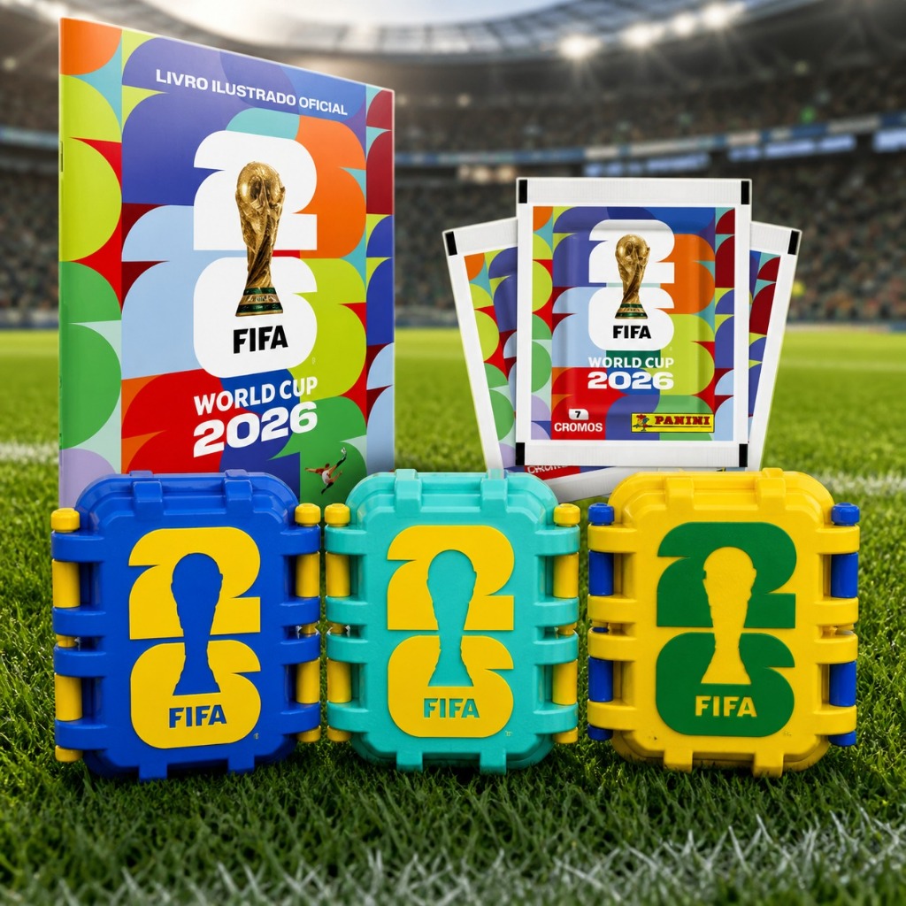 Porta Figurinhas Álbum Copa do Mundo 2026 | Organizador Compacto Verde e Amarelo com Trava