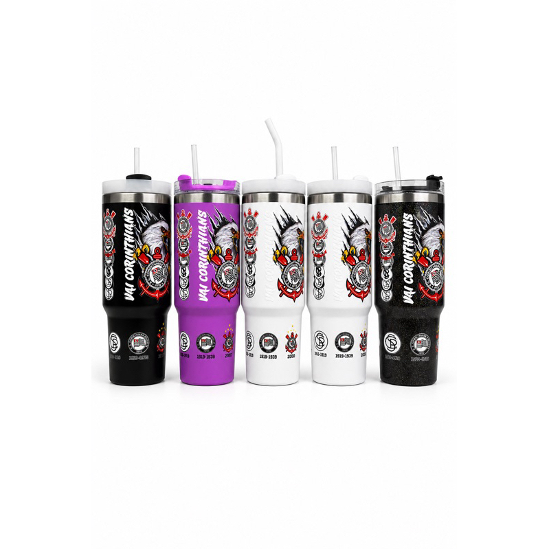 Garrafa Térmica 1200ml Corinthians Personalizado com o nome | Copo Térmico Inox com Alça | Presente Torcedor Fiel