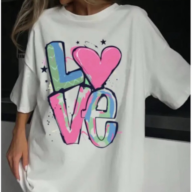 Camisa Camiseta Feminina Oversized Confortável Streetwear Lançamento LOVE