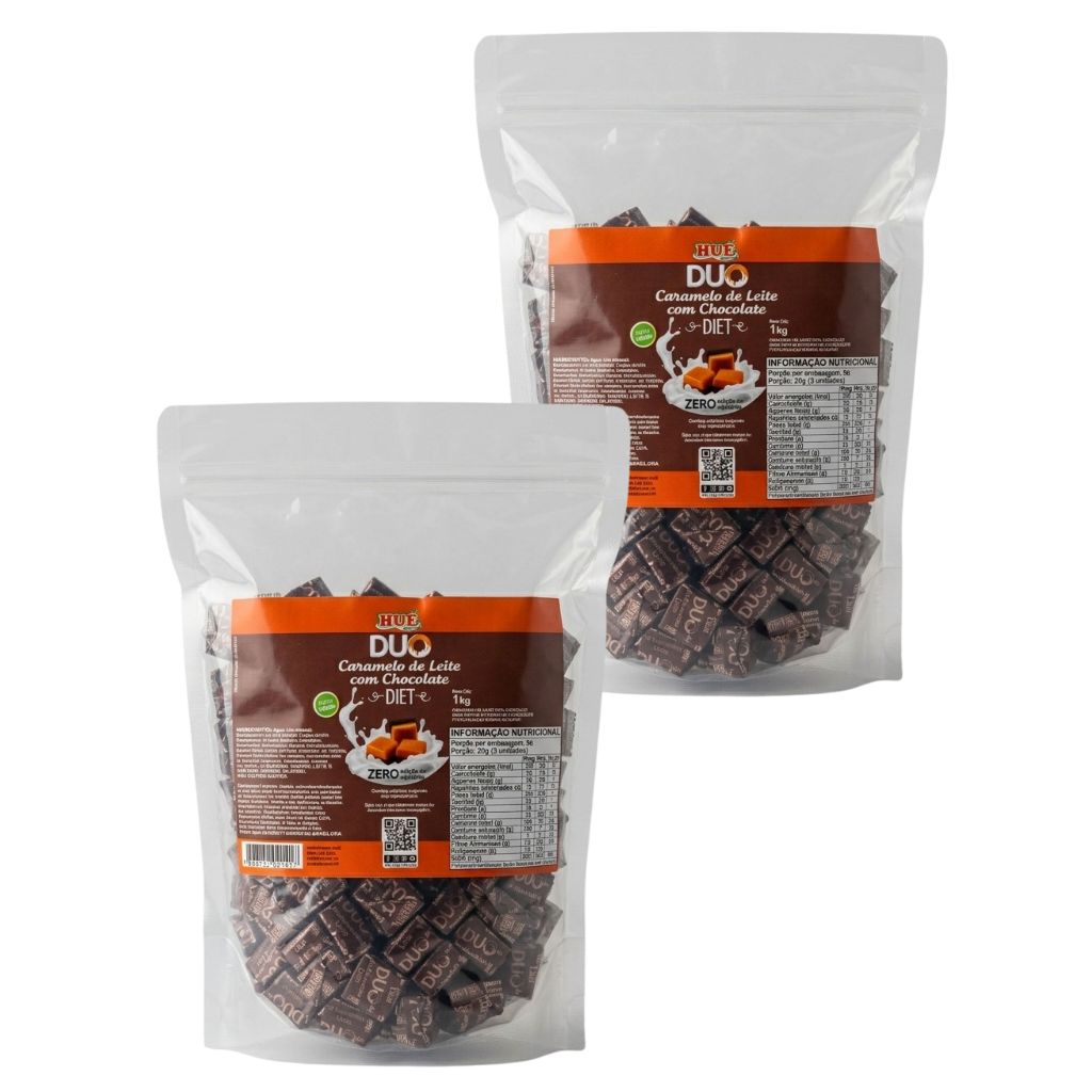 DUO CARAMELO DE LEITE DIET COM CHOCOLATE 1KG HUE 2 UND