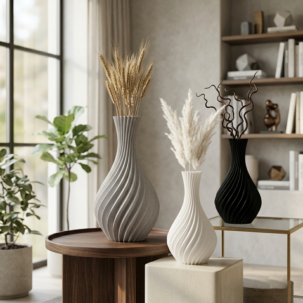 Vasos Espirais Premium Decoração Sala Estante Escritório 12 15 18cm Design Moderno Minimalista