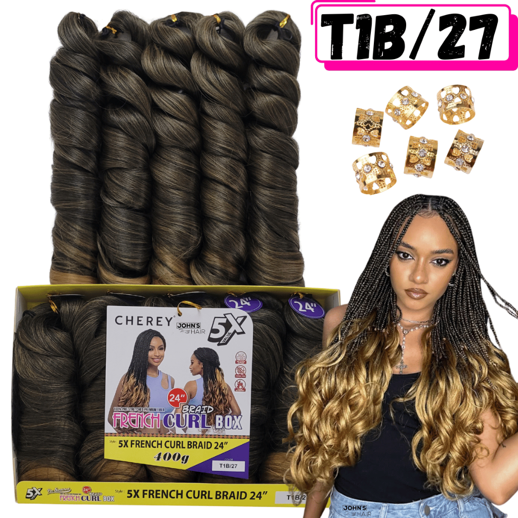Cabelo Jumbo French Curl Liso Ondulado Fibra Premium Crochet Braids 400 Gramas + anéis