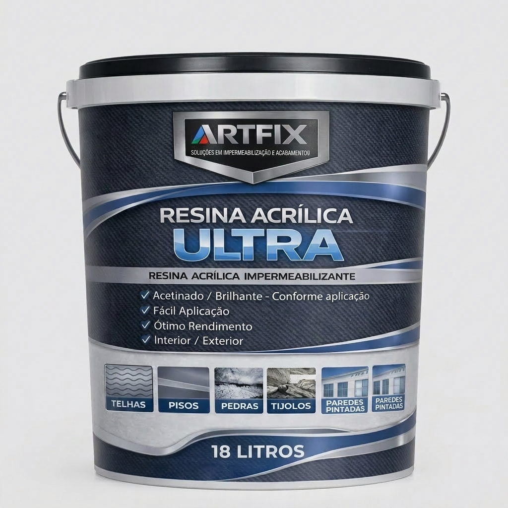 Resina Acrílica 18L Impermeabilizante para Reforço de Cor em Superfícies 1L, 3,6L