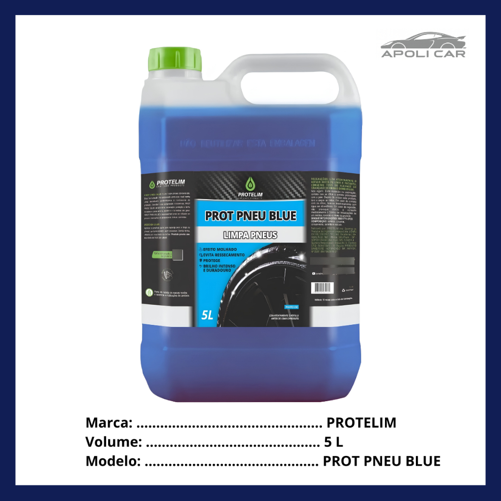 Pretinho Renova Cor Do Pneu Para Brilho Molhado Prot Blue 5l — imagem 2 de 2
