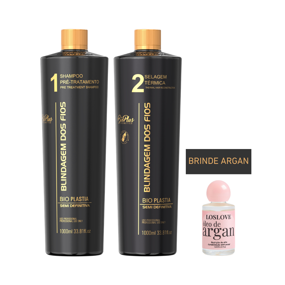 Kit Selagem Alisamento Definitivo Blindagem Dos Fios + Argan