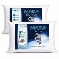 Kit 2 Travesseiros Nasa Premium Viva Conforto D40 Original Hipoalergênico Antiácaro Altura 10cm