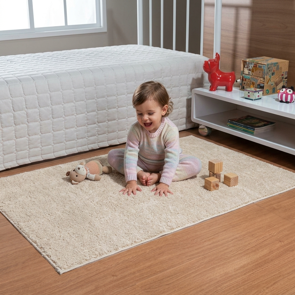 Tapete Sala Quarto Passadeira Classic 66x120cm Perola Infantil Cozinha Peludo Grande Antiderrapante