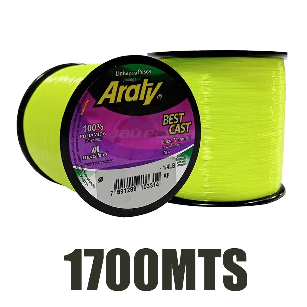 Linha De Pesca Araty Best Cast 1700mts Amarelo Fluorescente e Laranja Fluorescente