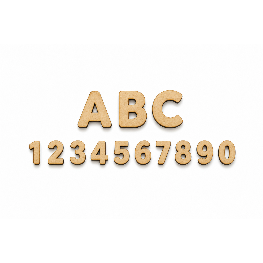 Kit Letras e Números MDF Cru A-Z + 0-9 para Artesanato DIY Pintura Decoração Personalização