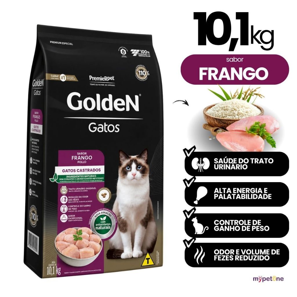Ração Golden Fórmula Gatos Castrados Sabor Frango 10,1kg