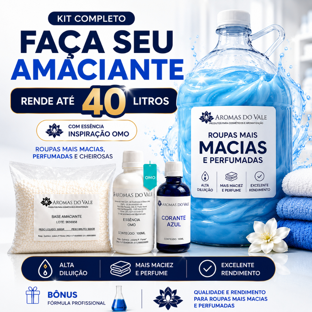 Kit Base para Amaciante Omo Essência + Corante – Produza Até 40L de Amaciante
