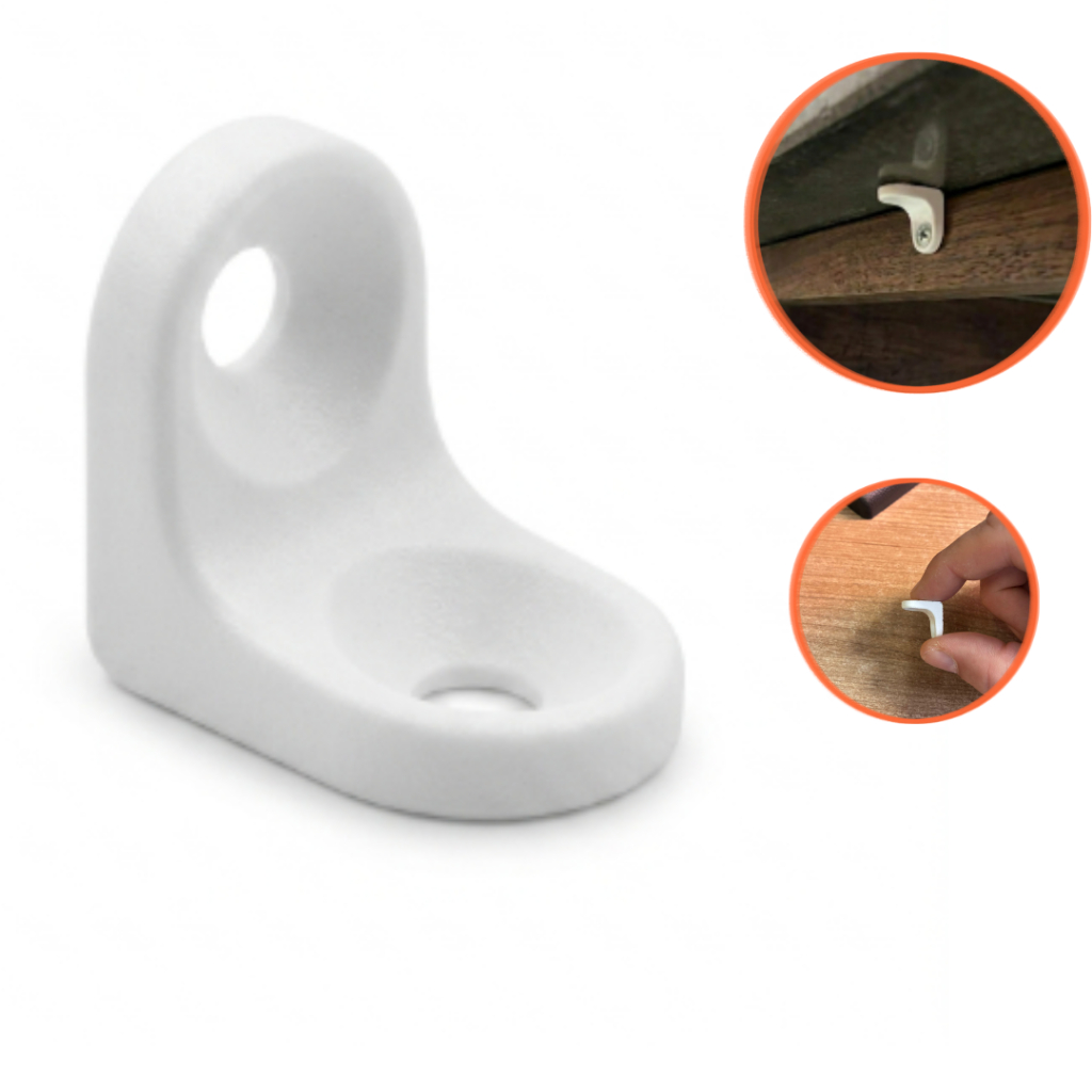Kit 500 Suportes Prateleira Cantoneira Cadeirinha Metal Branco com 2 Furos 17mm  x 17 mm