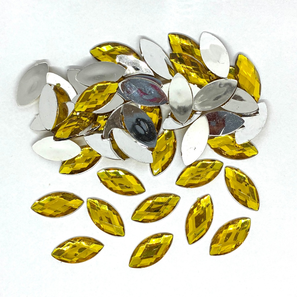 Chaton Navete Sem Furo 12x25mm 50 Unidades Amarelo