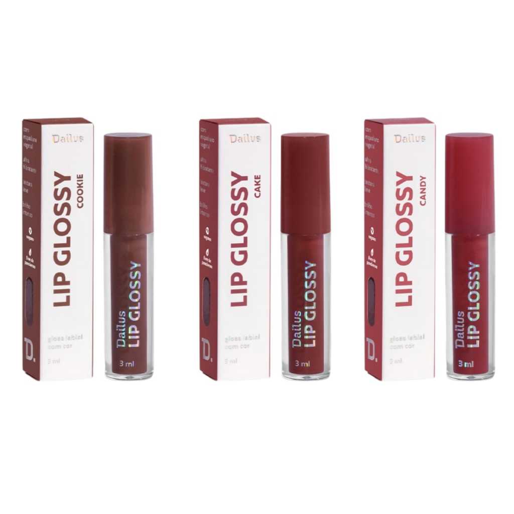 Dailus Lip Glossy Vegano Ultra Hidratante Fórmula Brilho intenso - Escolha o seu