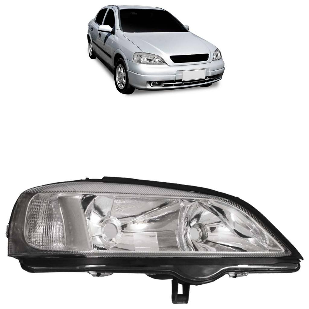 Farol Dianteiro Astra 1998 1999 2000 2001 2002 Máscara Cromada Foco Duplo Lente Lisa Acrilico