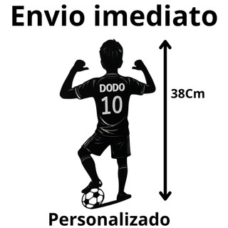 Quadro Jogador Futebol Personalizado Nome e Número 38cm Decoração Quarto Infantil Quarto Gamer