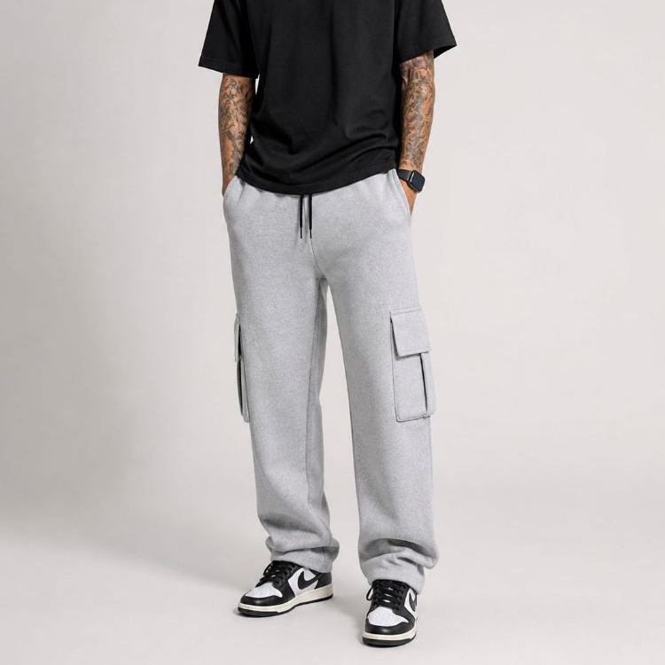 Calça Cargo Baggy de Moletom Unissex Premium Streetwear 5 Bolsos Masculino - Feminino