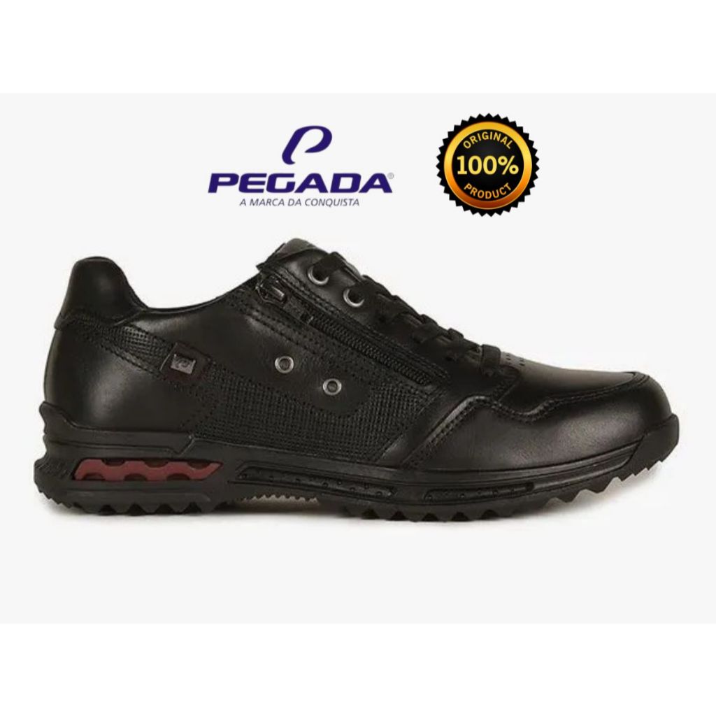 Sapatênis Pegada Amortech 111801 Masculino Couro Casual Preto