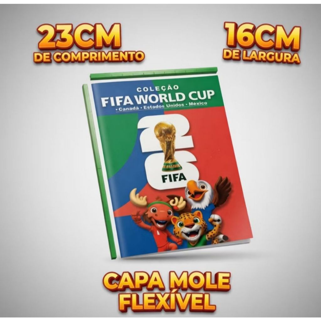Álbum Copa Do Mundo 2026 + Figurinhas Futebol Colecionável Podendo Achar Figurinhas Raras Liquidacao2026**