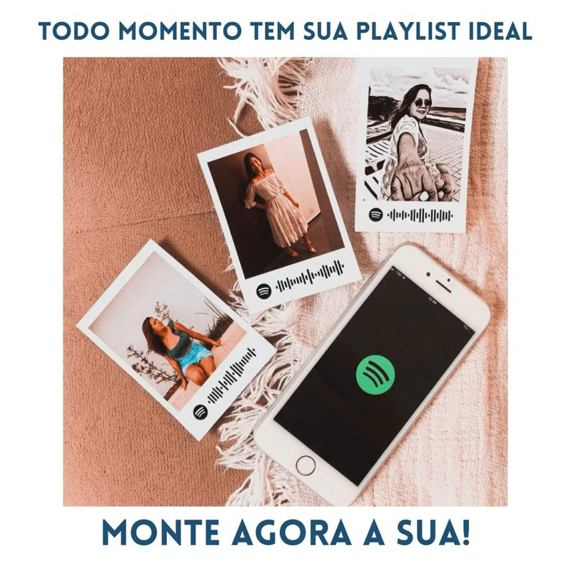 Kit 5 ou 10 Fotos Com QR Spotfy Retro Playlist Para Presente Namoro Lembrancinha Festa Polaroi.d