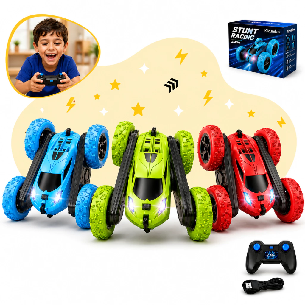 Carrinho De Controle Remoto 4x4 Pirueta Giro 360º Brinquedo Recarregável Maluco Com Luzes Kizumba