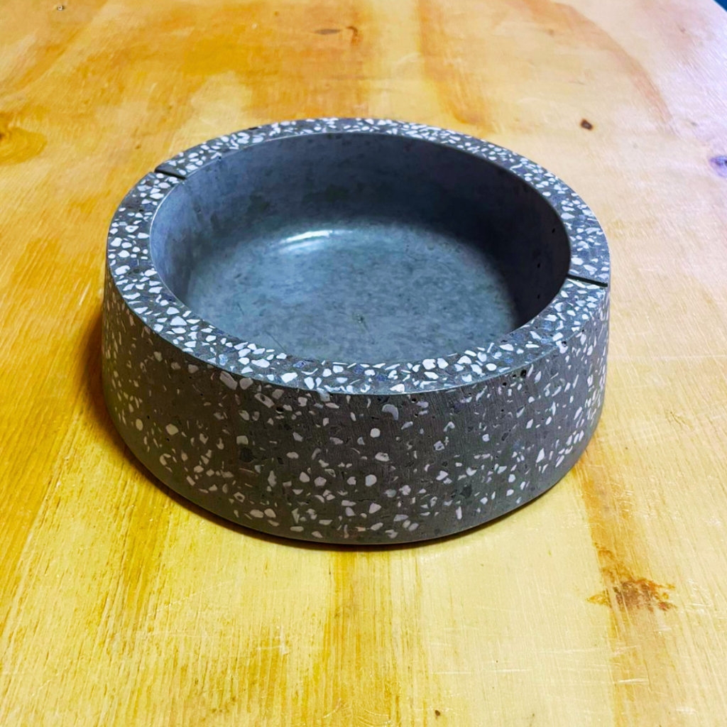 Pote Para Cachorro Comedouro Pesado Granitina Mosaico até 350gm/400ml cinza