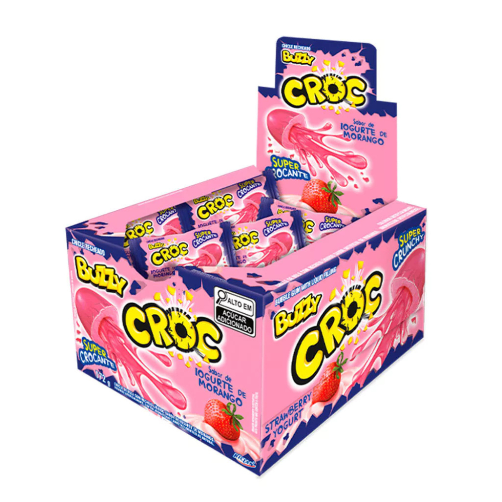Chiclete Croc Buzzy Iogurte de Morango c/40 Un