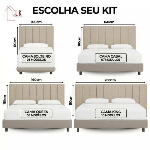 Cabeceira de Cama Box Casal 110x20 Premium | Kit para Cama Solteiro | Casal | Queen | King - Envio24hr — imagem 2 de 2