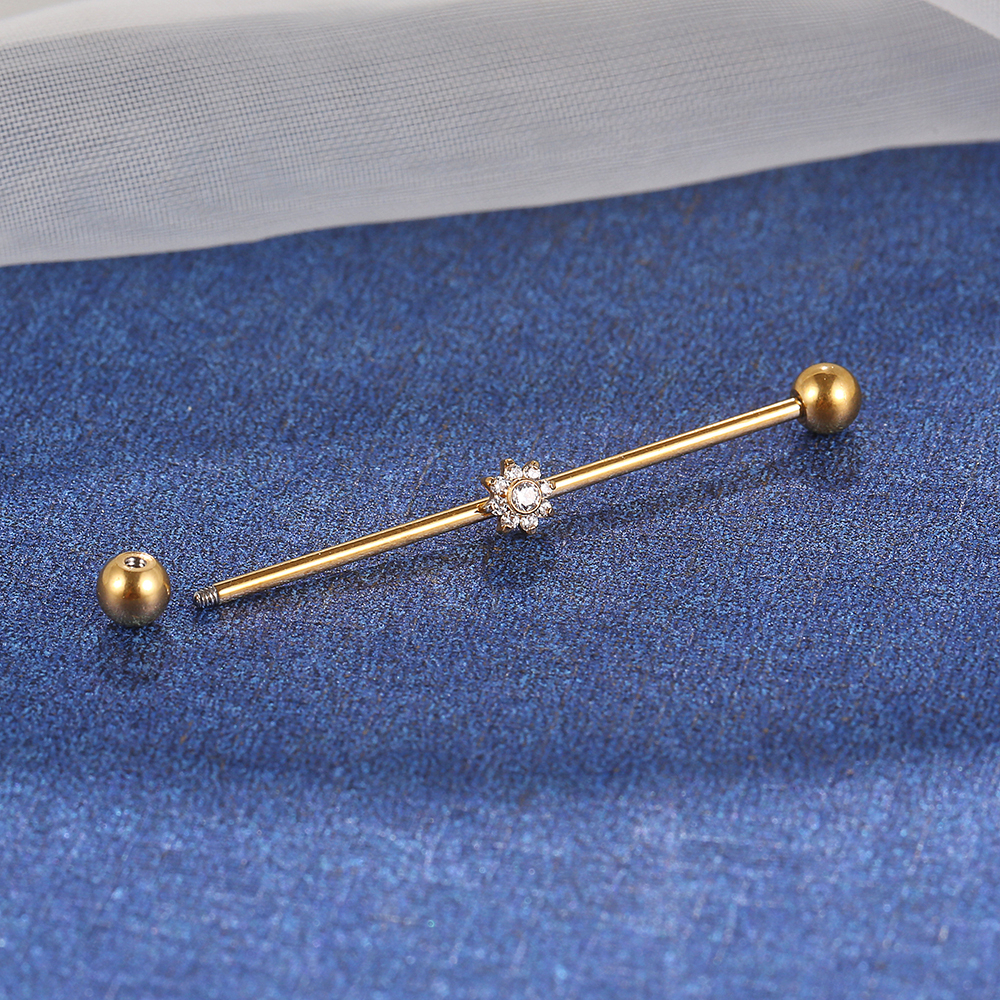 Piercing Transversal Aço Cirurgico Pvd de ZircôNia Mini Flor — imagem 2 de 2