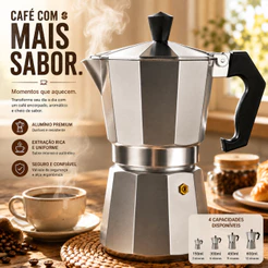 Cafeteira Italiana Café Expresso Alumínio Premium Moka 3/6/9/12 Xícaras