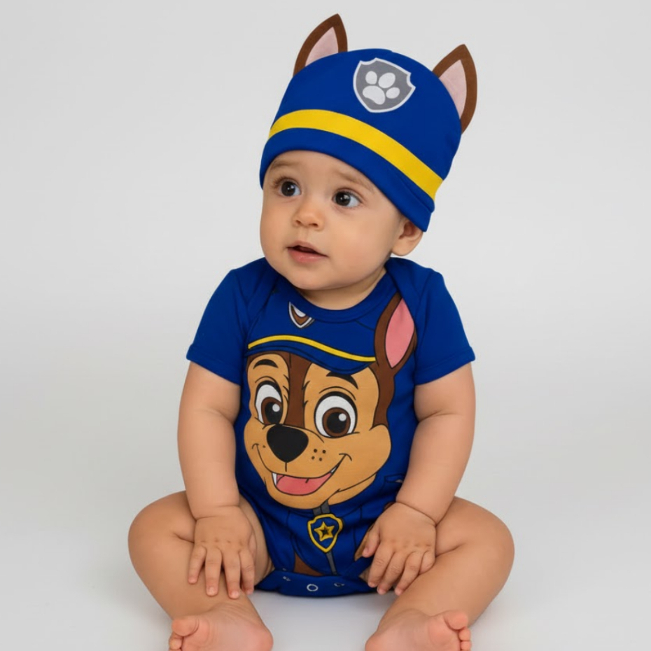 Body Infantil Bebê Patrulha Canina Mesversário Temático Para Menino E Menina Fantasia Infantil - Macacão Sky Ryd
