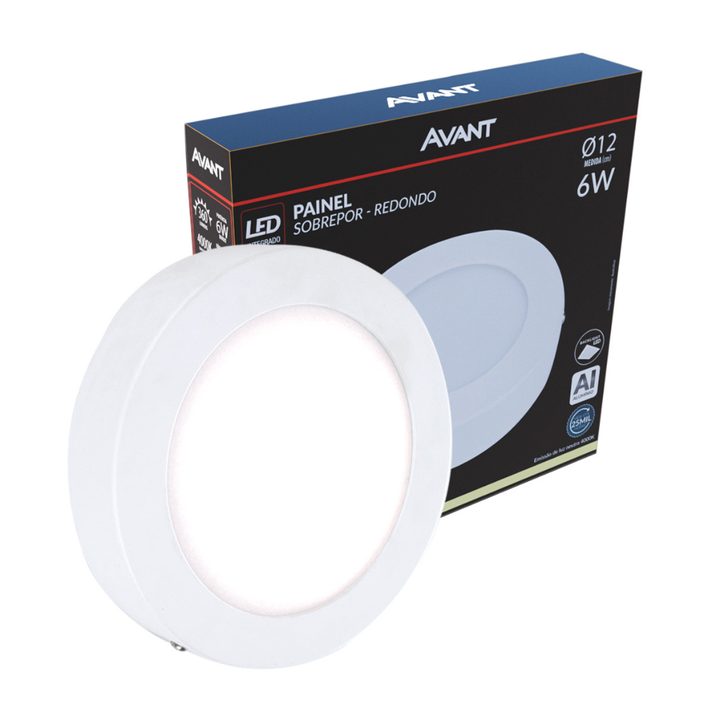 Kit 4, 5 ou 6 Painel Led Plafon Aluminio Sobrepor 6w 4000k Branco Neutro Bivolt
