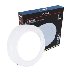 Kit 4, 5 ou 6 Painel Led Plafon Aluminio Sobrepor 6w 4000k Branco Neutro Bivolt Redondo Avant