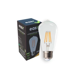 Kit 10 ou 20 Lâmpadas Led ST64 Vintage Clear 8w 2400k Branco Quente E27 Bivolt Easy